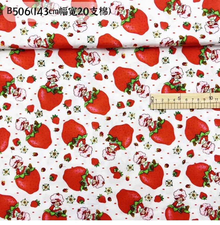 45X140cm Strawberry Girl 100% Cotton Fabric for Girl Clothes Hometextile Cushion Cover Backpacks DIY 140cm Width-BL069