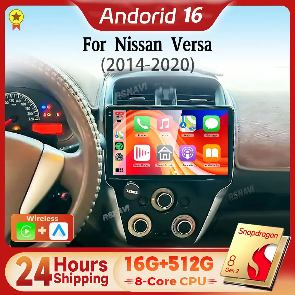 Radio Multimedia para Auto con Qualcomm Snapdragon, Android 16, Carplay, para NISSAN MARCH MICRA 2010-2017, Autoradio con wifi+4G GPS