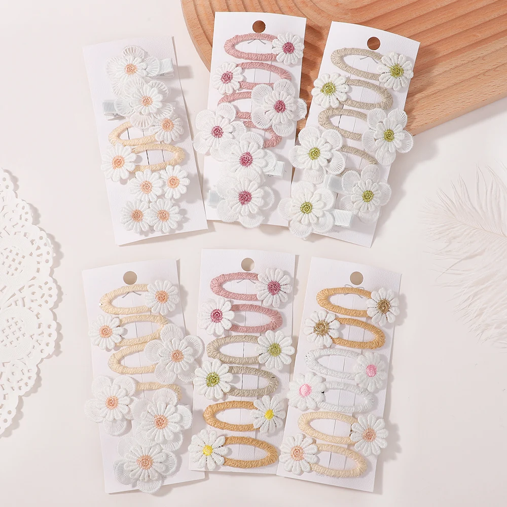 6 قطعة/المجموعة ديزي زهرة مقاطع الشعر دبابيس الشعر للأطفال اليدوية طفل الفتيات الأبيض الأميرة Hairgripes غطاء الرأس إكسسوارات الشعر هدية