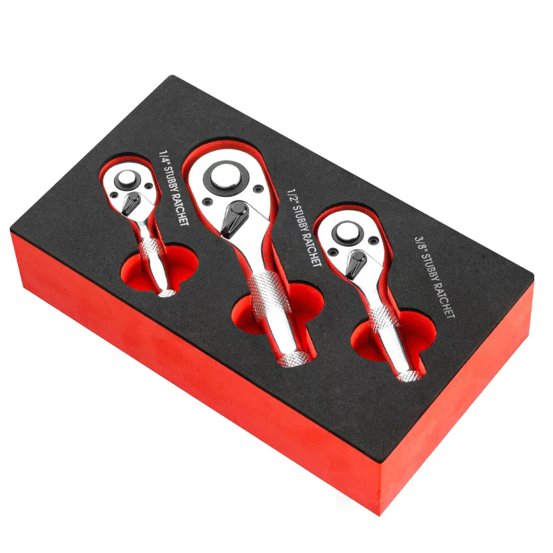 Mini Spanner Ratchet Wrench 1/4 3/8 1/2 Inch Drive Stubby Ratchet Set Quick-Release Head 72-Tooth Square Head Spanner