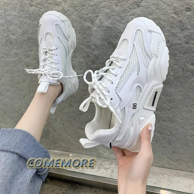 2023 Spring Autumn Platform Sneakers Women\'s Casual Lace Up Thick Bottom Shoes Woman Non Slip Yellow Classic Sneakers Round Head