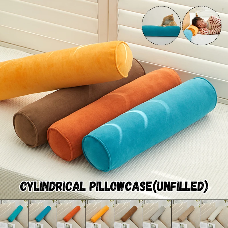 Long Cylindrical Pillowcase Velvet Washable Bedroom Neck Bolster Pillowslip Anti-cat Scratching Head Pillow Cover (no Filling)