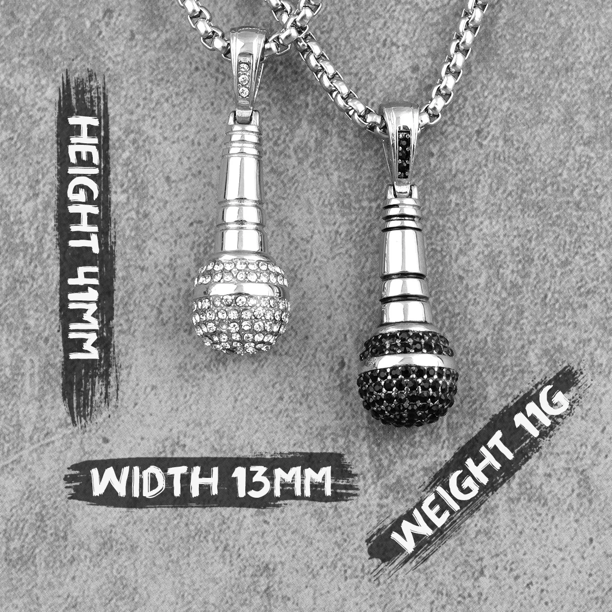 Host Singer Microphone Long Men Necklace Pendant Chain Punk for Boyfriend Male Stainless Steel Jewelry Creativity Gift Wholesale