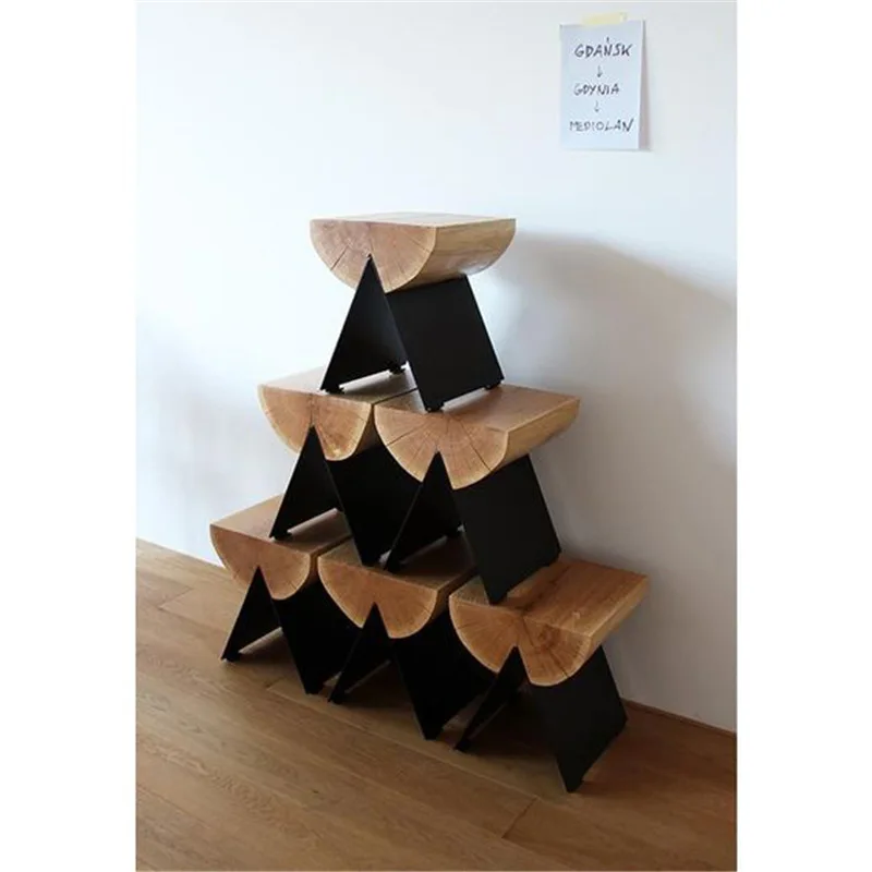 Wabi Sandy Wind Creative Wooden Dump Low Stool Personalized Wooden Stool Bar B & B Inn Living Room Solid Wood Shoe