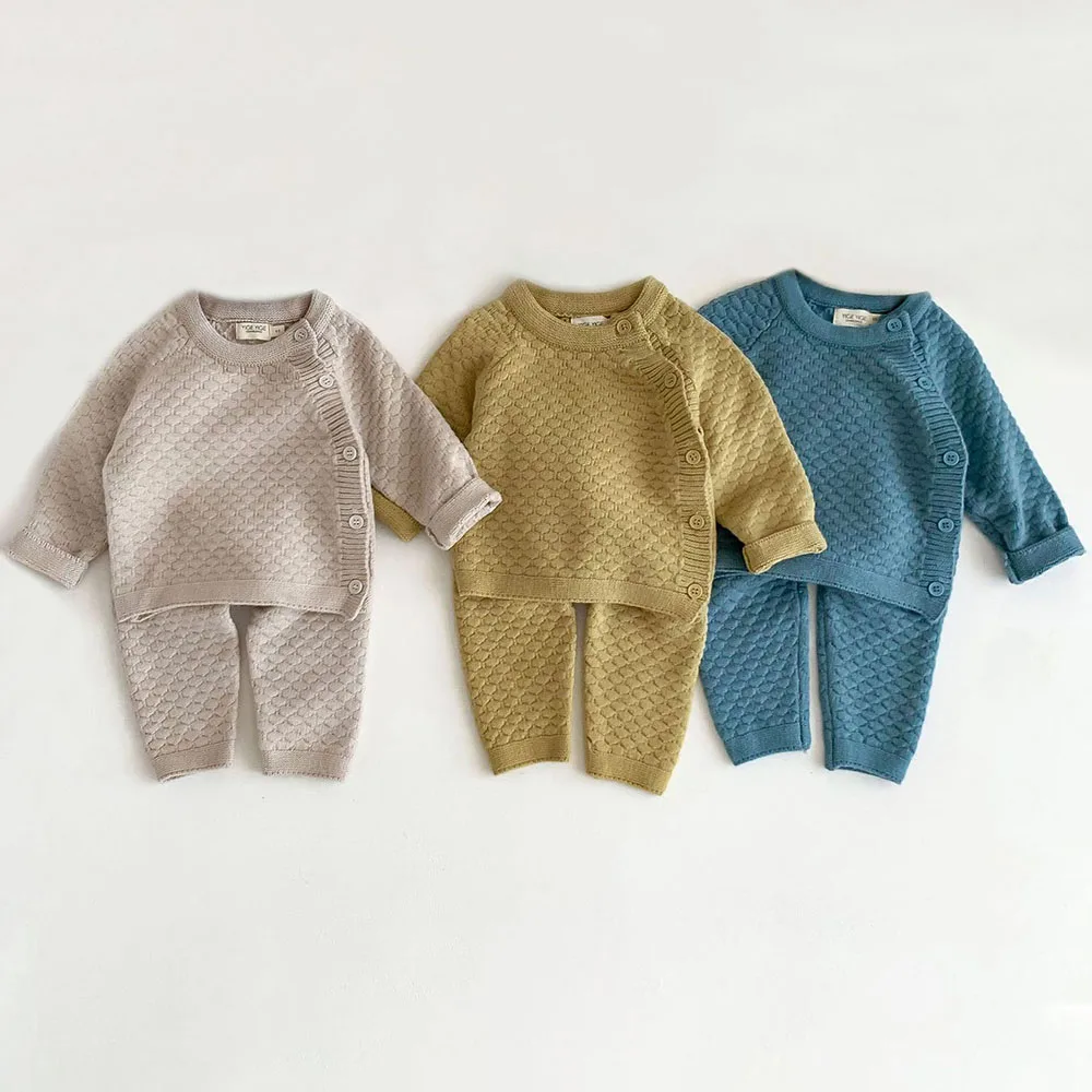 

2Pieces Spring Baby Boy Clothes Set Soft Knit Cotton Baby Boy Sweater + Pants Kids Outfit