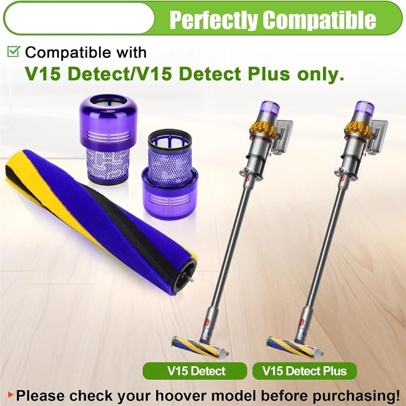 

A78E-For Dyson V15 Detect/V15 Detect Plus Replacement Parts Brush Roller& Filter- 970013-02& 971634-01 Vacuum Cleaner Accessorie