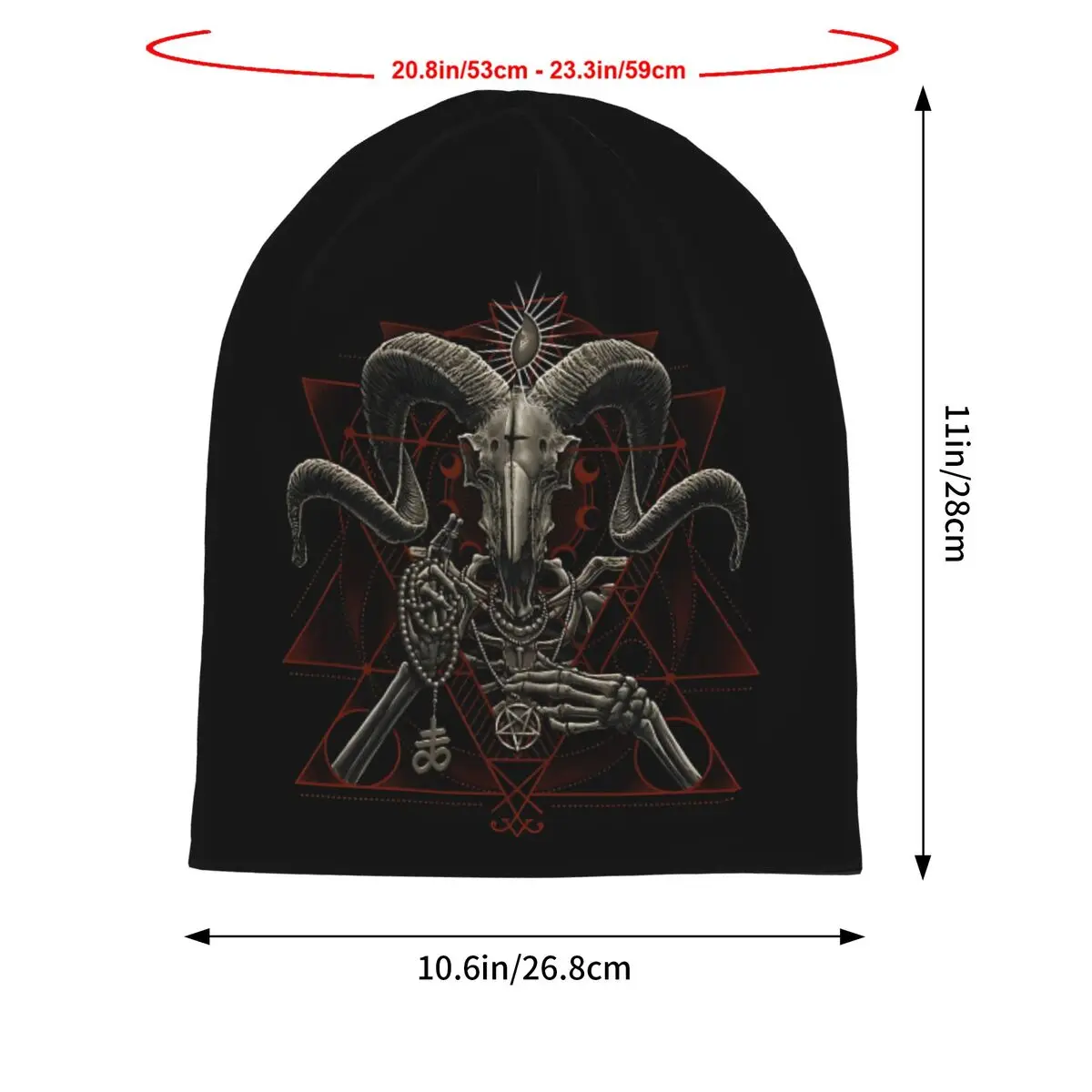 Dark 666 Satanic Baphomet Goat Unisex Bonnet Thin Hip Hop Double Layer Hats For Men Women