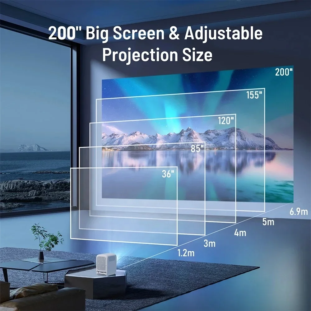 Fullcom-Projecteur Android à faisceau vidéo LED R11 FHD 1080P 4k HDR10, 8000 Lumens, mise au point automatique, wifi 5G, 1080p