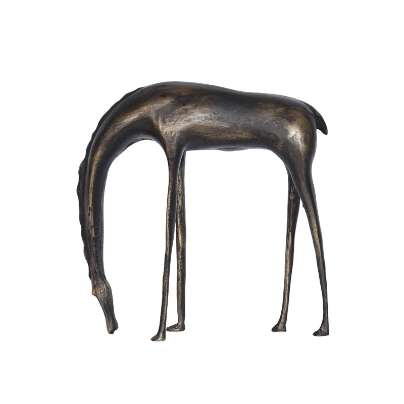 CX New Chinese Horse Modern Simple Black Cast Iron Metal Abstract Animal Ornament