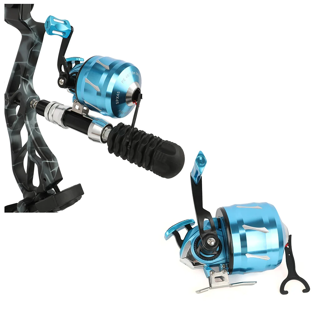 

Archery Compound Bow Fishing Reel 5.2:1 Ratio CNC Aluminum Alloy Cover 120yds Line Shooting Hunting Outdoor Bows Accessory