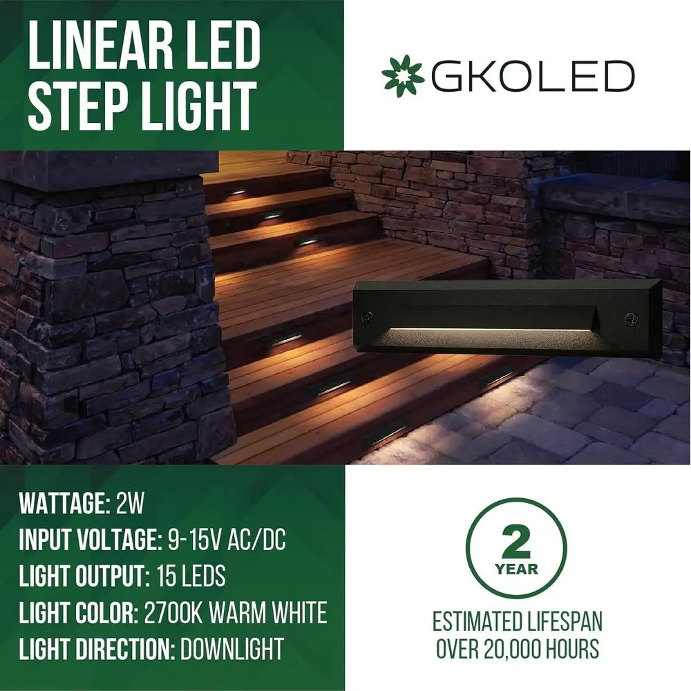 12 عدد 9-15 فولت تيار متردد/تيار مستمر LED أضواء خطية، 2 واط خارجي مقاوم للماء وأضواء الناهض، غلاف ألومنيوم أسود #2