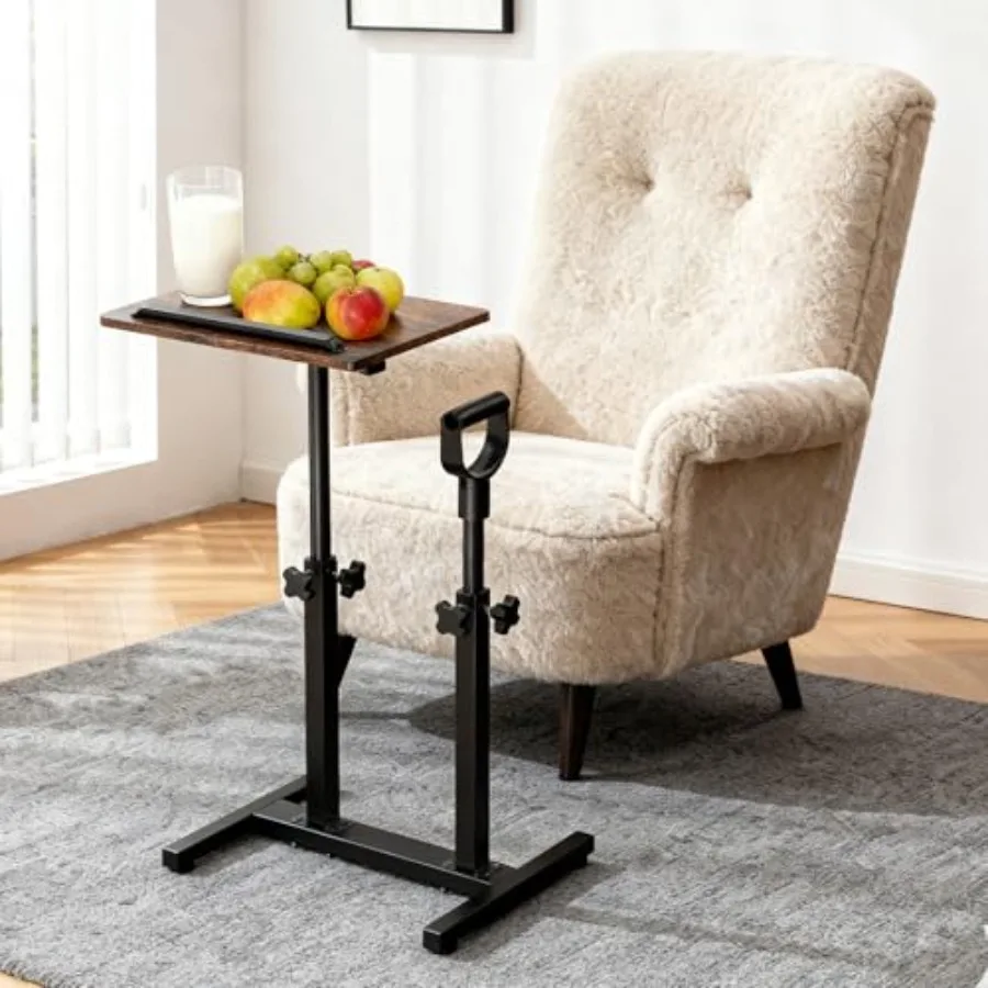 

Adjustable Tray Table with 360° Swivel Stand Assist Handle TV Tray for Recliner Couch Sofa Bedside or Chair Living Aid Table fo