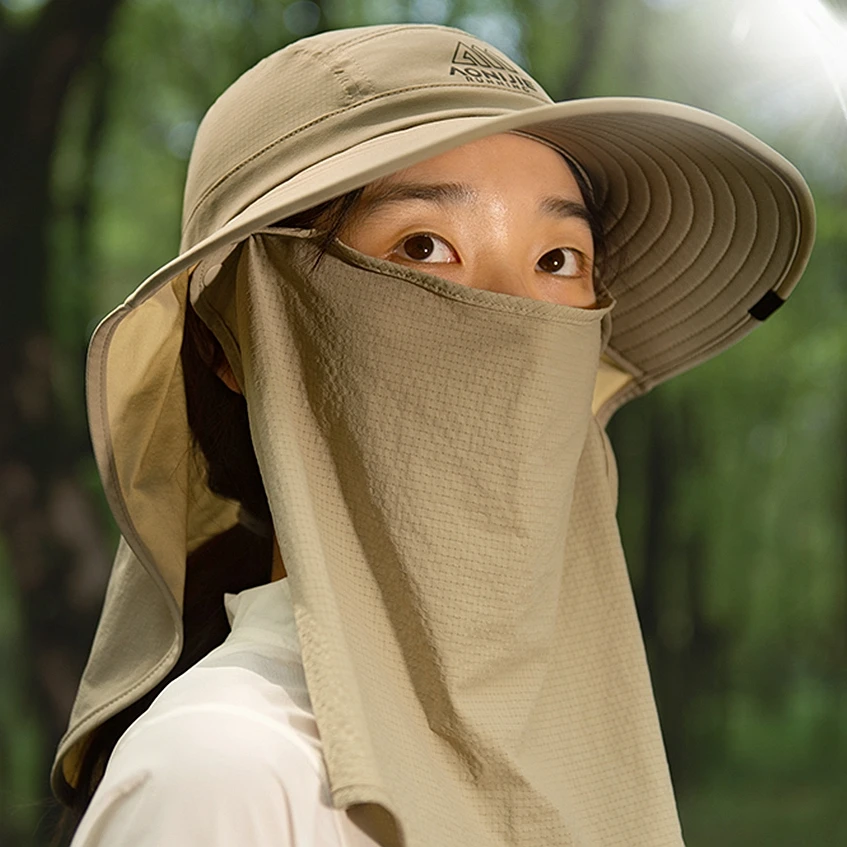 AONIJIE Long Enlarged Brim Shawl Hats Hiking Hats Outdoor Sun Caps Removable Shawl for Camping Hiking