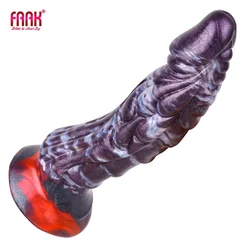 FAAK Silicone Curved Penis Ribbed Fantasy Dragon Dildo With Suction Cup Female Masturbator Anal Sex Toys Shop G-spot Stimulate