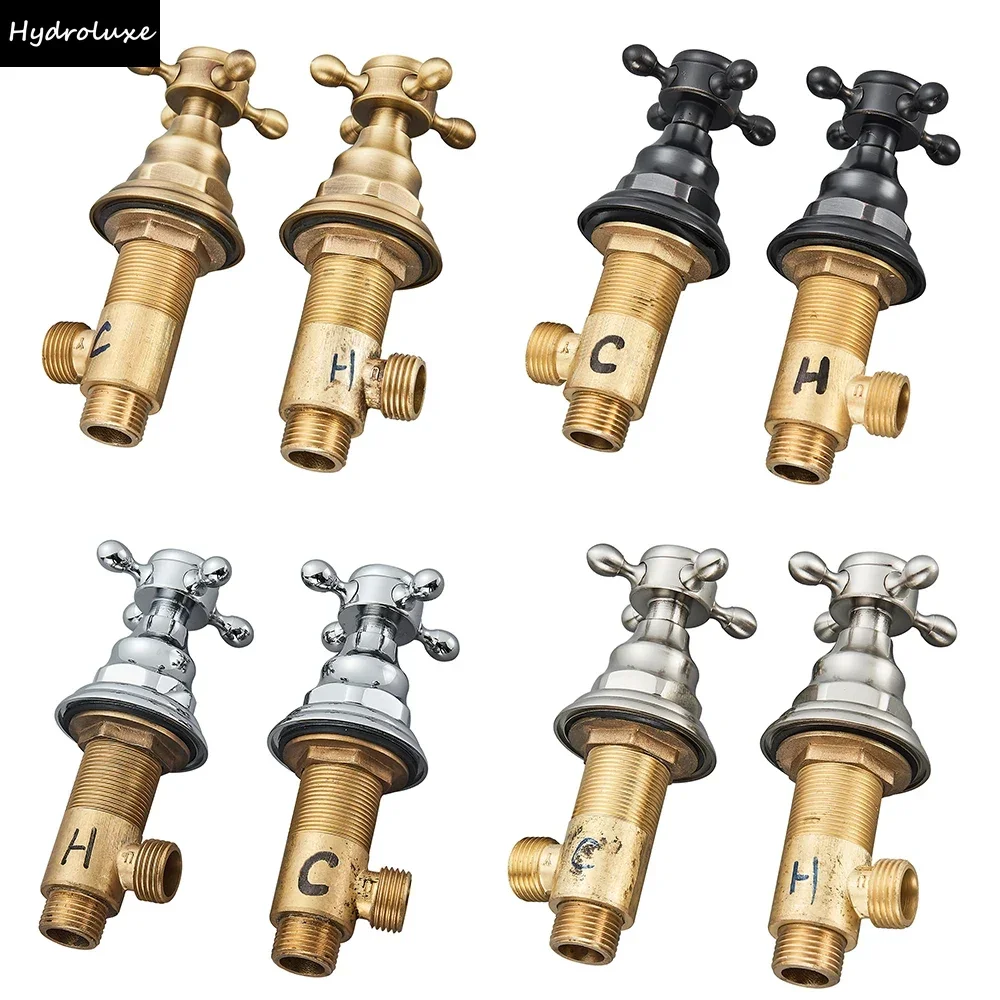 2pc Bath Faucet Switch Handles for Bathroom Handles for Basin Faucet Deck Mounted Brass Hot and Cold Control Valve Mixer Handles