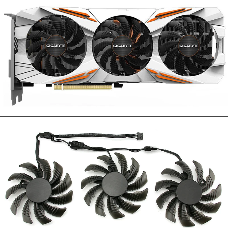 NEW 3PCS 75MM 4PIN T128010SU PLD08010S12HH GTX1080 1070 1060 GPU FAN For Gigabyte GTX1080TI 1070TI G1 Gaming Video Card Fan