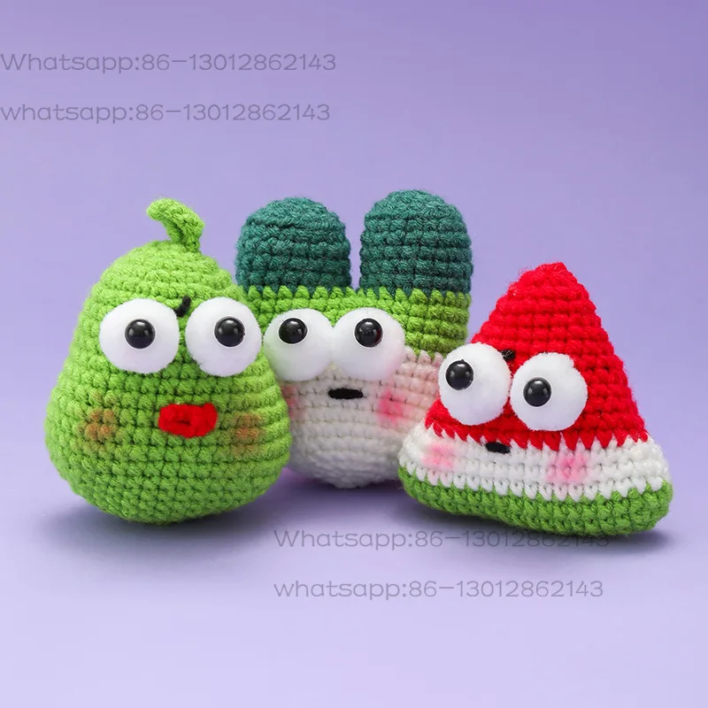 Crochet Kit Creative Cartoon Series Strange Big Eyes Fruit Handmade  Fabric Decorations Material Package Non-finished Products