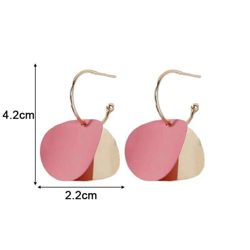 Double Round Piece Hanging Earrings for Women Red Green Black Metal Pendants Korean Fashion Dangle Earrings pendientes 2024