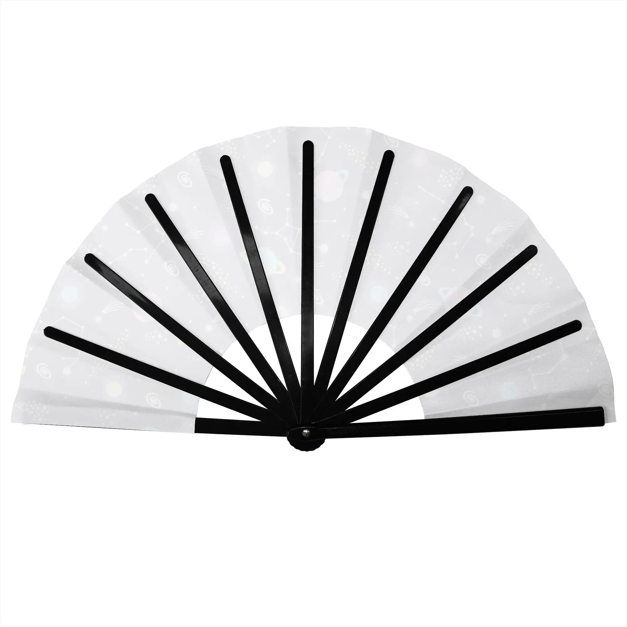 Universe Constellations Planet And Star Sky Stylish Hand Fan  Men  Printed Polyester Fan Vintage For Sports Events Gift