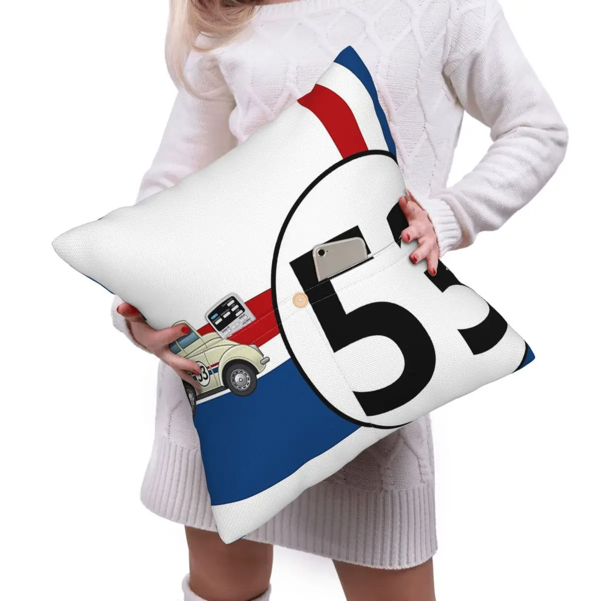 Herbie Number Square Linen Pillowcase Cushion Cover Polyester Decor Bed Home Comfort Throw Pillow