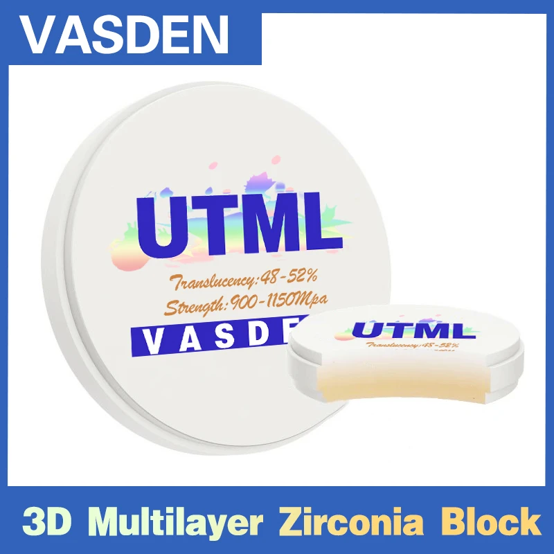 UTML 3D Multilayer Zirconia Block A1 A2 A3 Color 98*16mm Cad Cam Disc Milling System Ceramics Material Dental Zrconium Blank