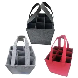 Wine Carrier Tote Felt 9 Bottle Wine Bags Reusable Wine Bag For Travel. Picnic Byob Portable Leakproof Wine Tote Bag For Dinner