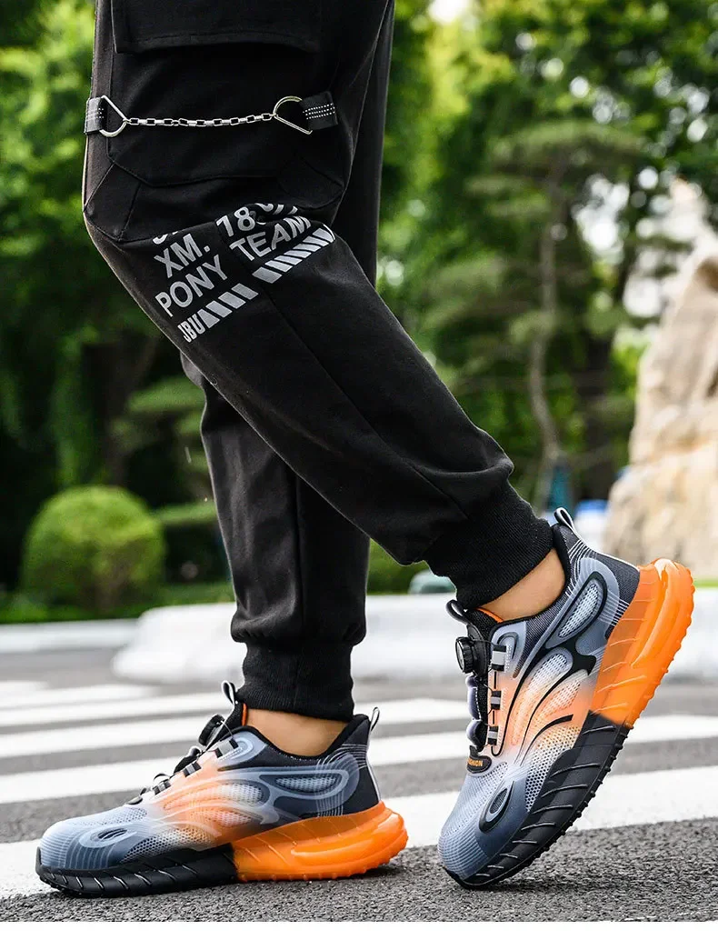 Slip Resistant Light Weight Safety Shoes Anti-Puncture Anti-smash Work Sneakers Fashion Adjustable Steel Toe Work Boots for Men