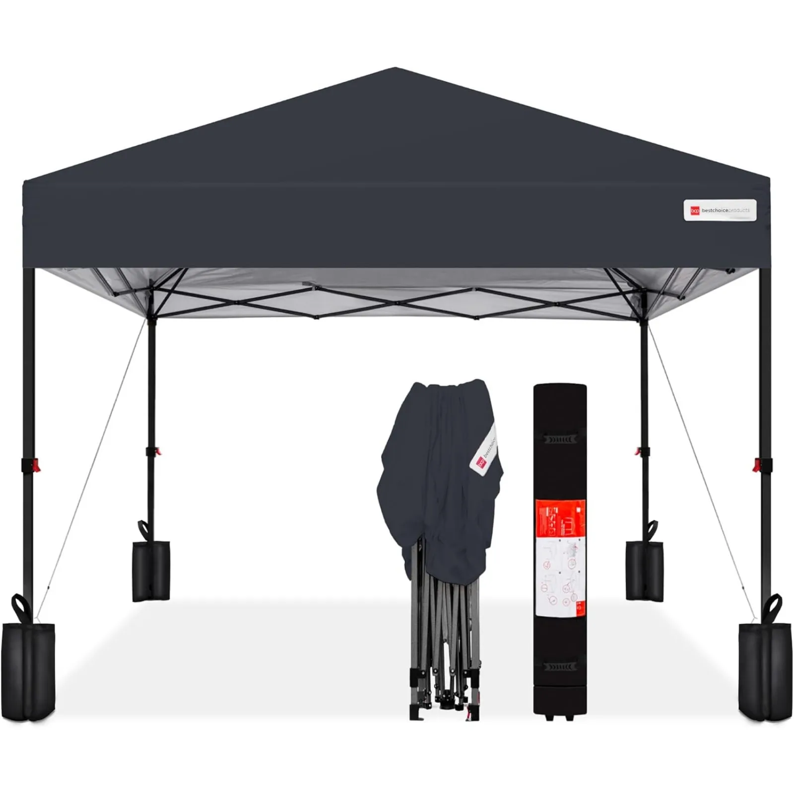 US Best Choice Products 12x12ft 1-Person Setup Pop Up Canopy Tent Instant Portable Shelter w/ 1-Button Push, Case, 4 Weight