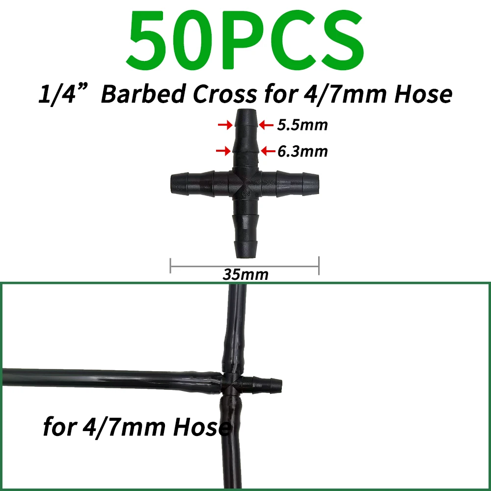 50 stks Prikkeldraad Connectors Irrigatie Fittings Druppelirrigatie Prikkeldraad Connectors 4/7mm Tubing Fittings voor Bloempot Tuin Gazon 5