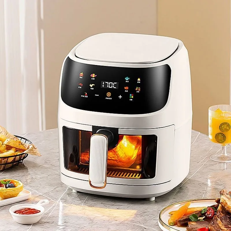 8L air fryer intelligent large capacity multifunctional household air fryer visual LCD touch screen oil-free oven 220V EU