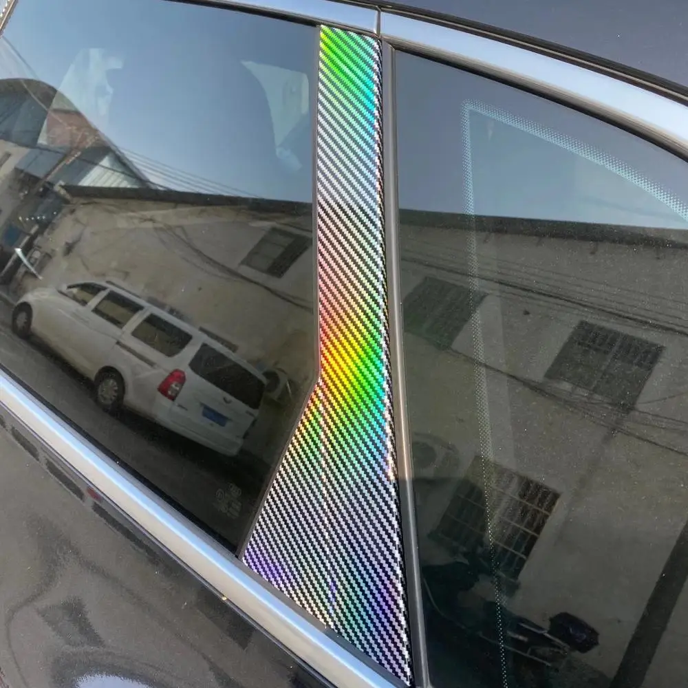 جديد ليزر كروم 2D ألياف الكربون الفينيل التفاف الملحقات الداخلية والخارجية سيارة التفاف الكمبيوتر المحمول الفينيل