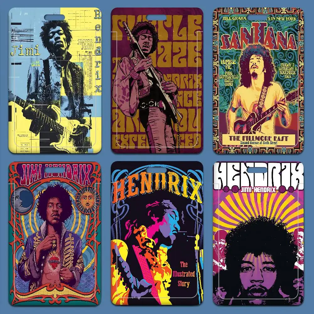 SINGER J-JIMI H-HENDRIX 1 Pcs Sliding ID Badge Holder With Clear Window ID Card Protector For Office School Staff Student