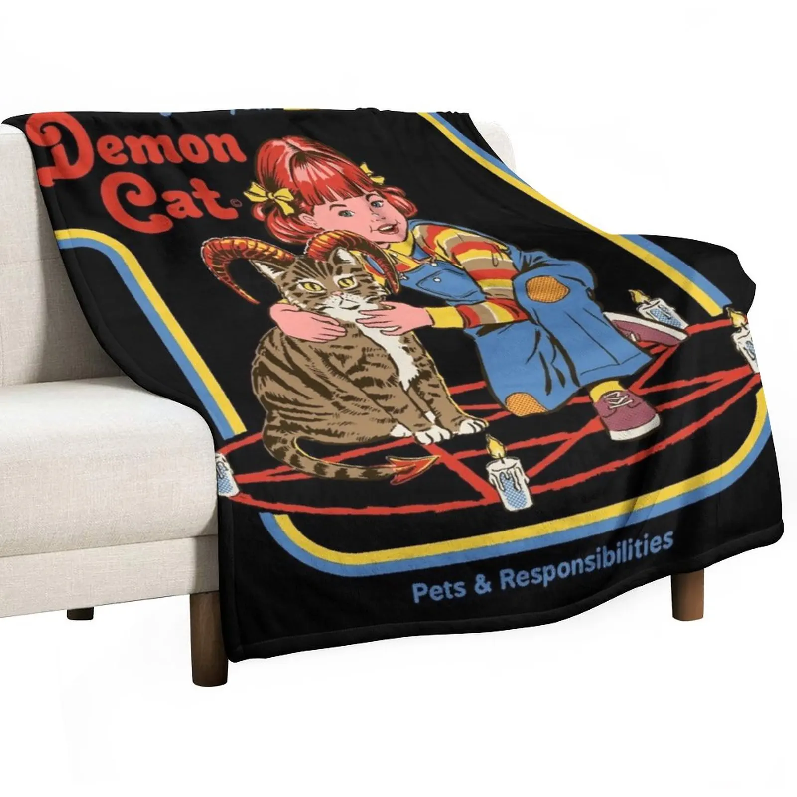 

Caring For Your Demon Cat Throw Blanket Furry Blanket Warm Blanket wednesday