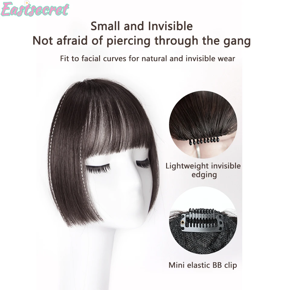 EASTSECRET-Sintético Princesa Corte Bangs Para Mulheres, Extensões De Cabelo, Anime Bangs Falso, Hairpin, Sideborns Peruca