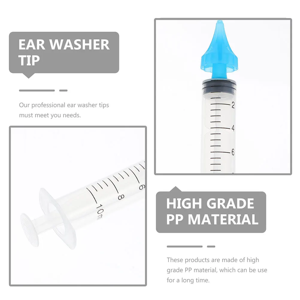 

4Sets Ear Wax Removal Tools Portable Irrigator Smooth Tip Flared Head Earwax Cleaner Unclog Ears Gently Plastic Syringe