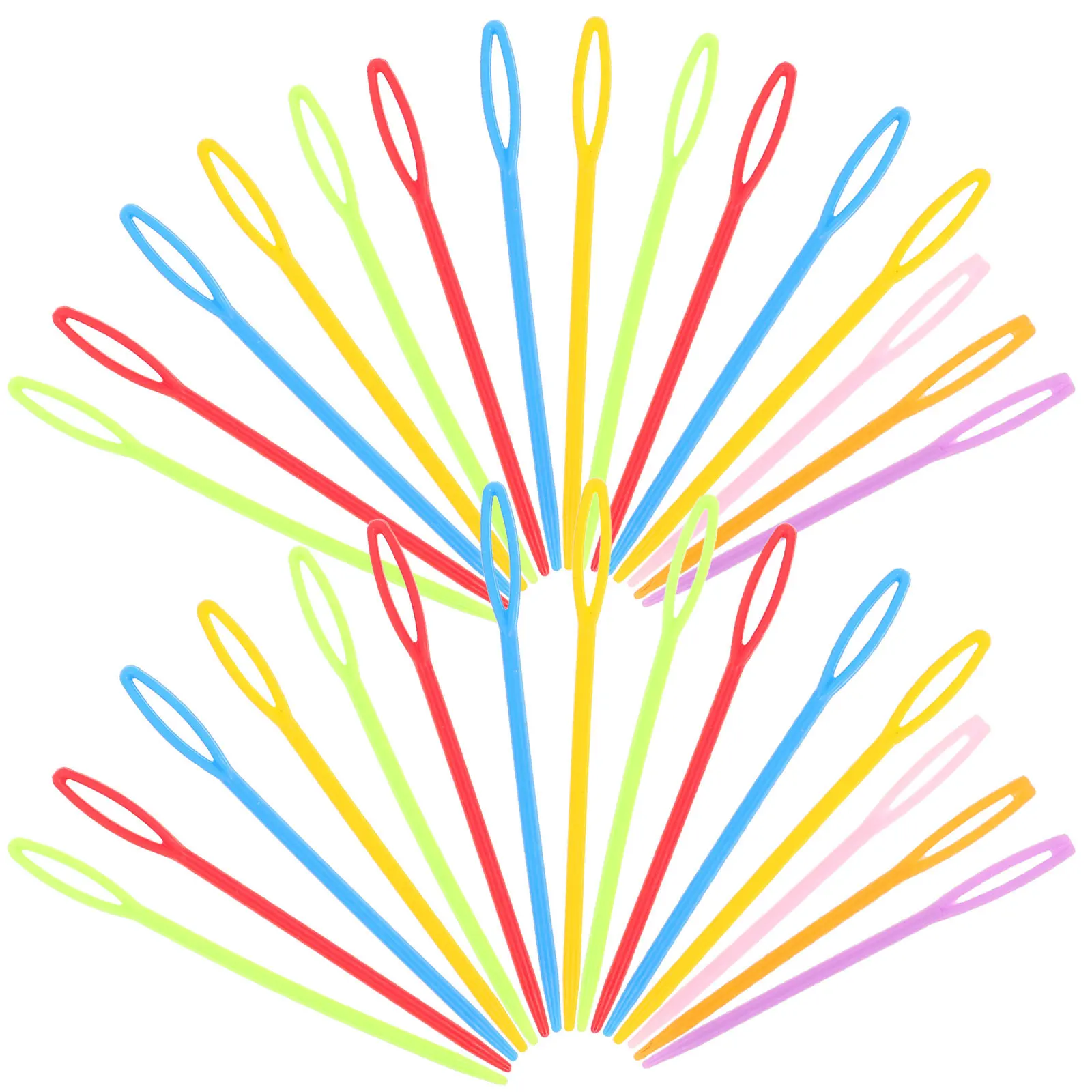 

40pcs Sewing Needles Plastic Large Eye Needles For Kids Weaving Craft Projects Smooth Safe 7Cm 9Cm Mixed Color