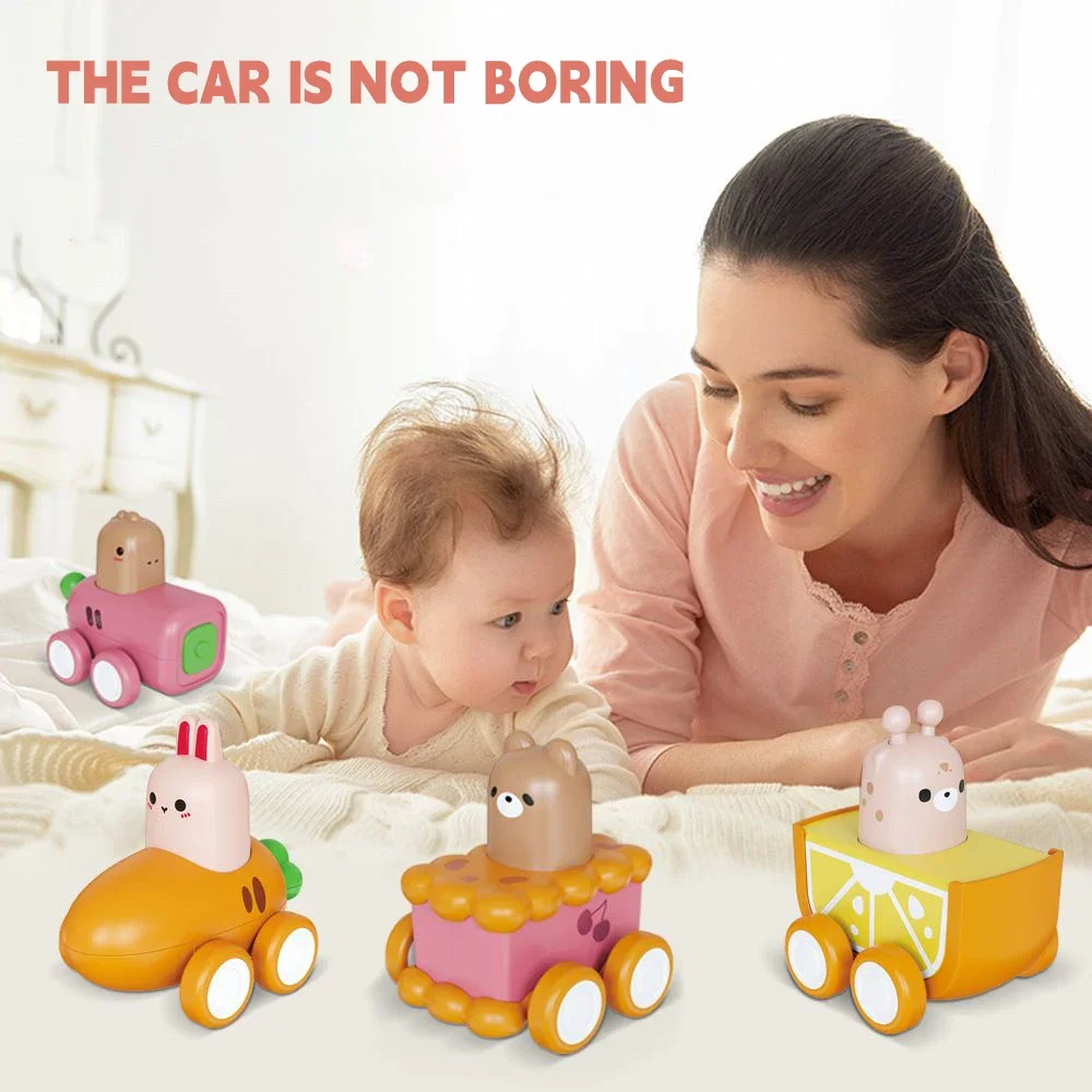 7Style Press Gourmet Toy Car Cartoon Q Version Mini Fruit Cake Animal Car Model Set per Baby Coaster Car regali di compleanno