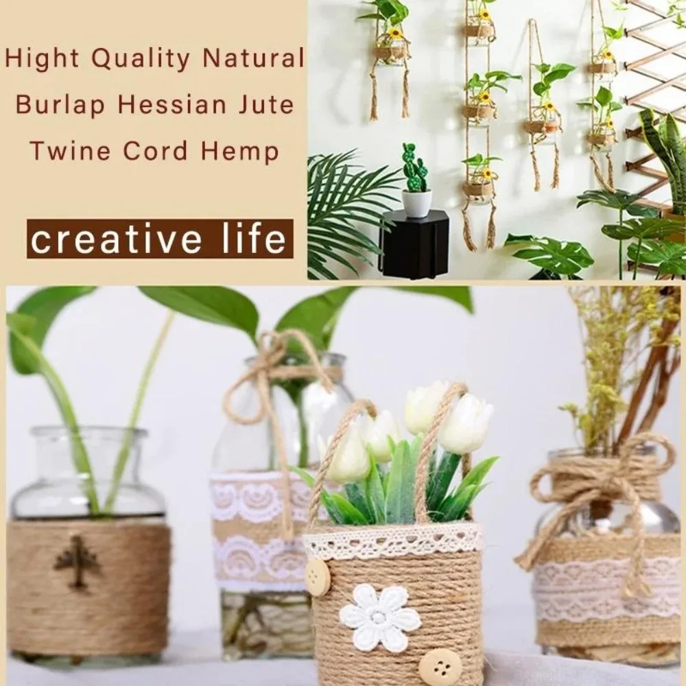 New 4mm-12mm Natural Jute Rope 10M DIY Craft Twine Rope Solid Durable Handmade Decoration Pet Scratching