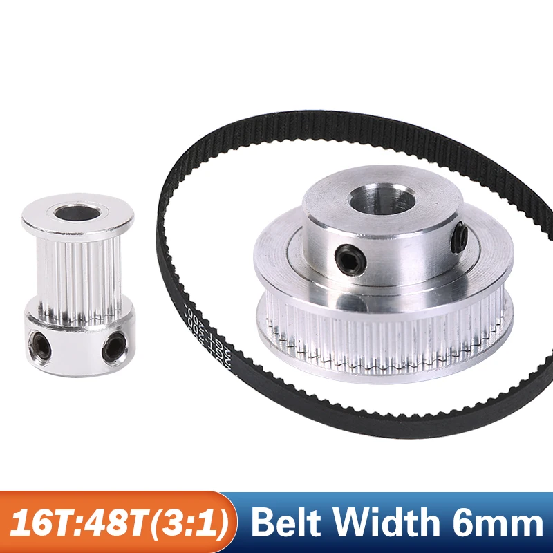 16 Teeth 48 Teeth GT2 Timing Belt Pulley Kit 1:3 Speed Ratio 16T:48T 2M/2GT Reduction Pulley For Belt Width 6mm