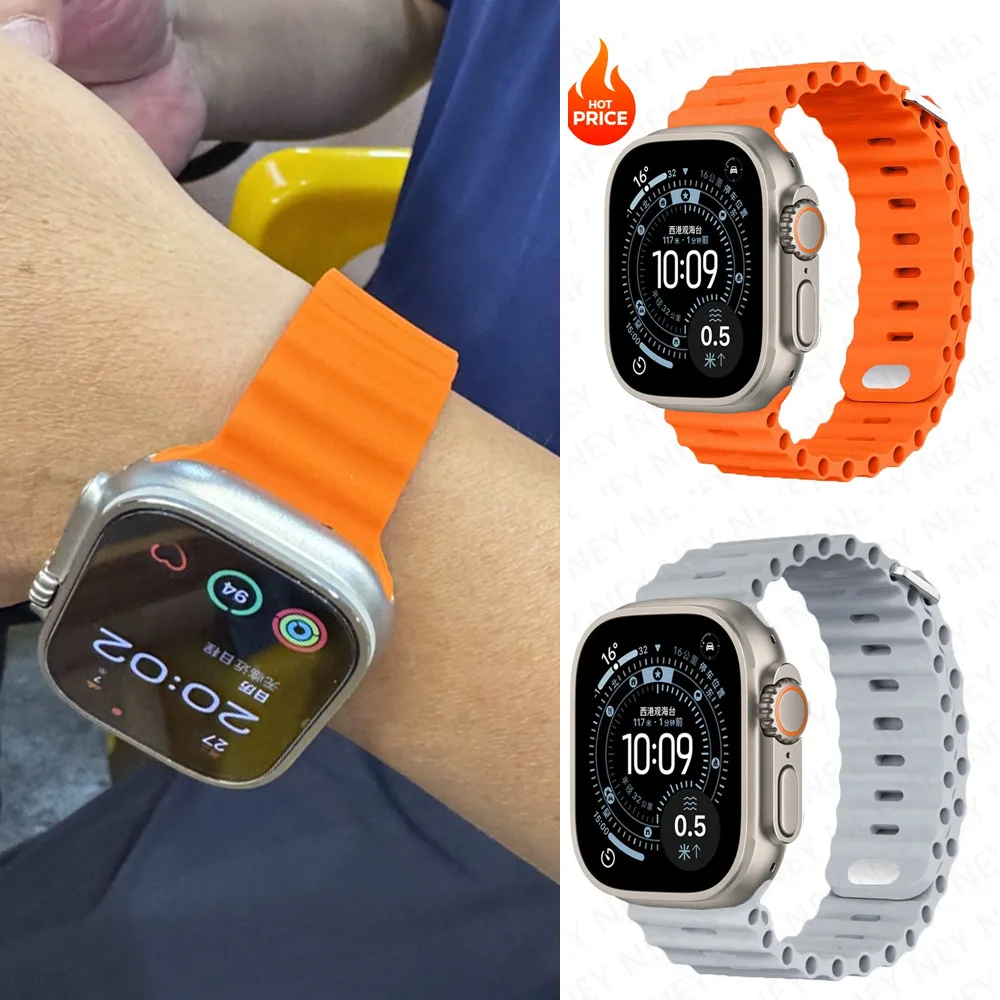 Ocean strap For Apple Watch Ultra 2-3 Band 49mm 9 8 7 45mm 41mm 44mm Silicone Bracelet Wristband iWatch S10 S11 46mm 42mm band