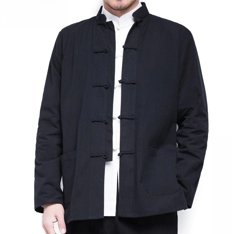 

Feng Tang Vintage Chinese Sle Long Sve irt Men's Outerwear Spring Autumn Middle Aged And ly Button up Coat