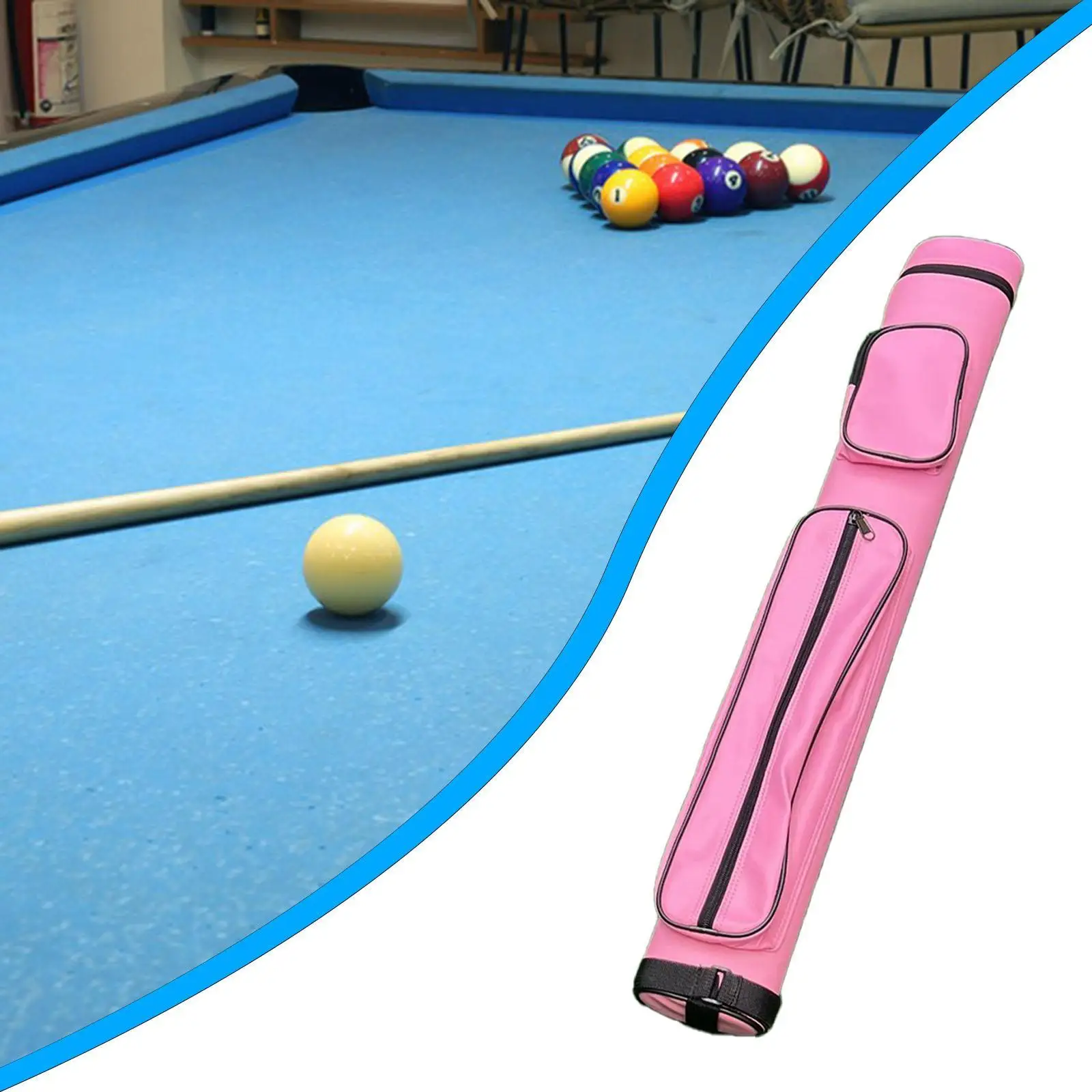

Pool Snooker Billiard Rod Carrying Box PU Leather Velvet Cue Bag Hard Zipper Case for Billiard Club Practice Travel