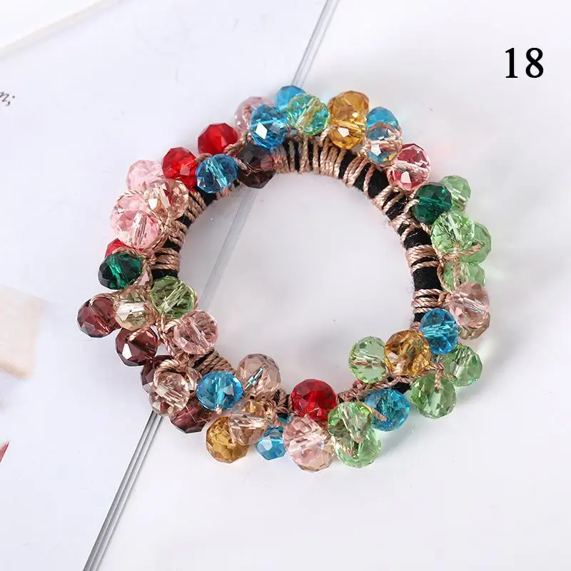 1pc Women Crystal Pearls Hair Rope Handmade Elastic Beaded Ponytail Holders Hair Ties For Women And Girls Hair Accessories