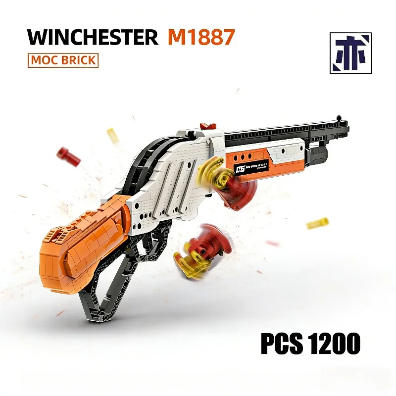 

1200PCS Technical Emissible Winchester M1887 Shotgun Building Blocks Gun Model MOC Assemble Bricks Toys Good Gift for Friends
