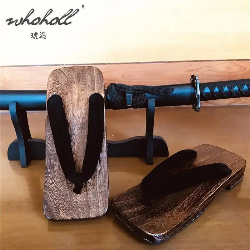 WHOHOLL Platte Geta Zomer Heren Houten Klompen Slippers Houten Slippers Japanse Geta Klompen Schoenen Cosplay Kostuums Schoenen Slides