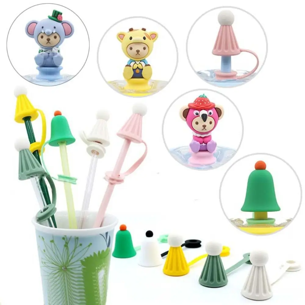 Creative Reusable Silicone Straw Plug Splash Proof Drinking Dust Cap Dust-proof Straw Tips Cover Cup Accessory Kitchen Tool