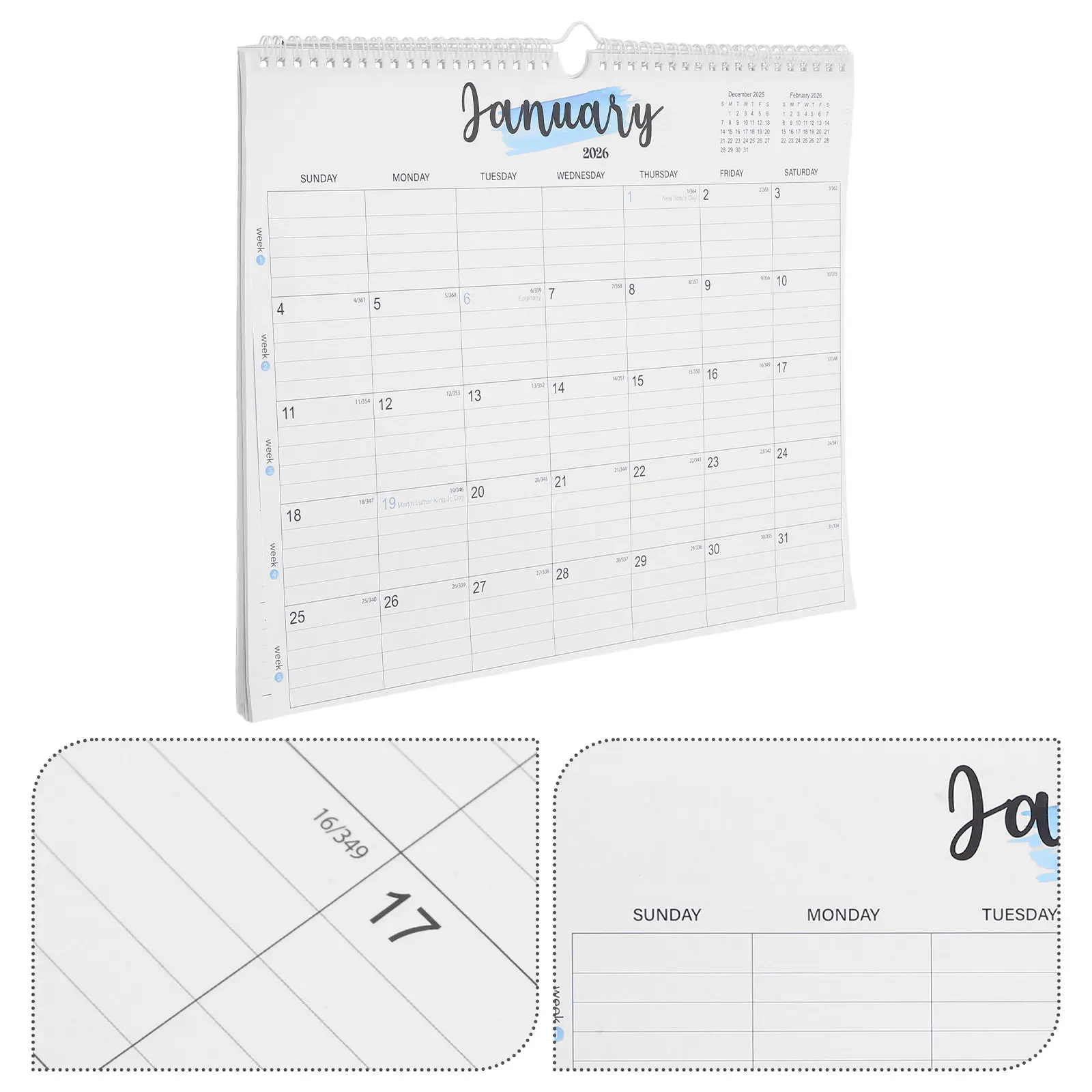 

Hanging 2026 Calendar 18 Month Spiral Wire Planner Large Monthly Wall Calendar for Family Home Office School Holiday