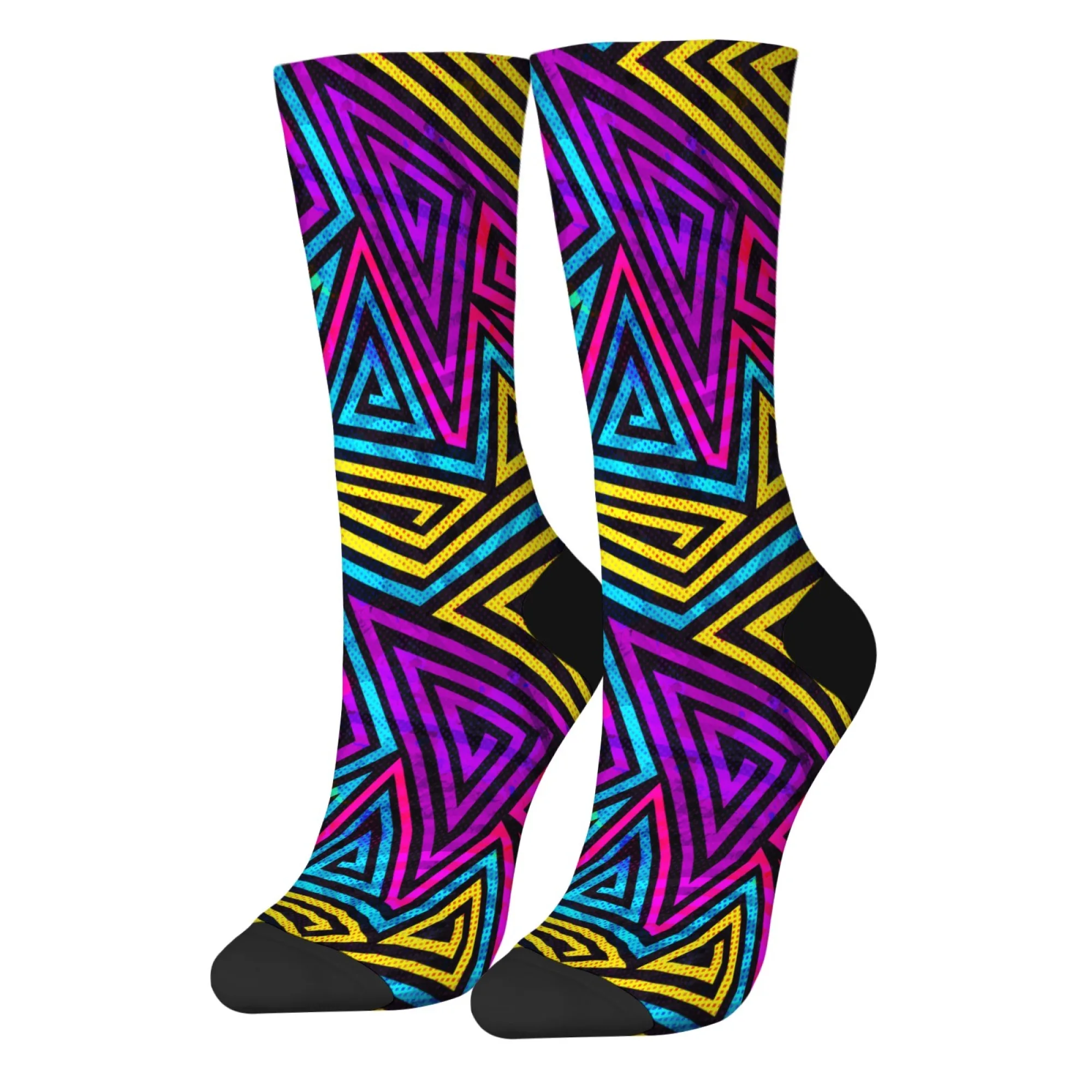 Triangle Maze Retro Fashion Men's Socks Novelty Funny Hip-Hop Socks Comfortable Breathable Outdoor Fashion Casual Sports Socks
