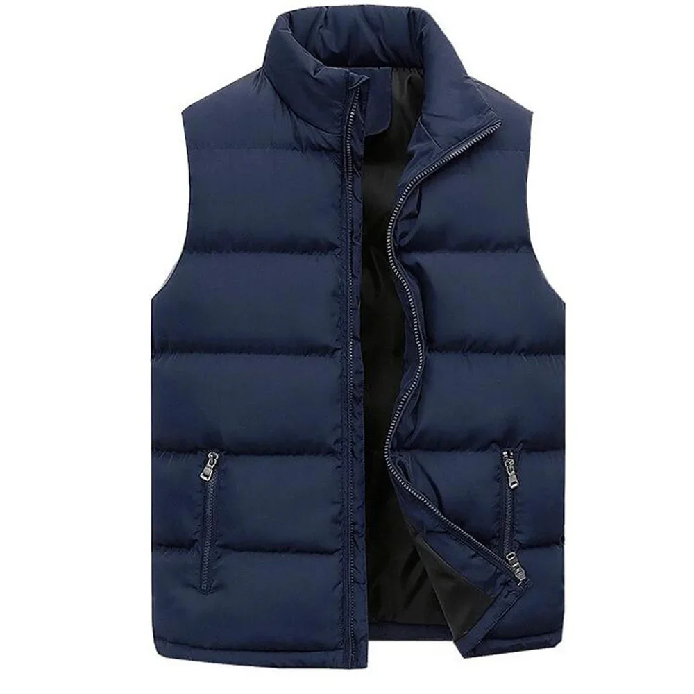 

Vest for Men Fashion Solid Color Zipper Collar Sleeveless Unisex Vest Warm Jackets Men Women Autumn Winter Cotton Padded Vest