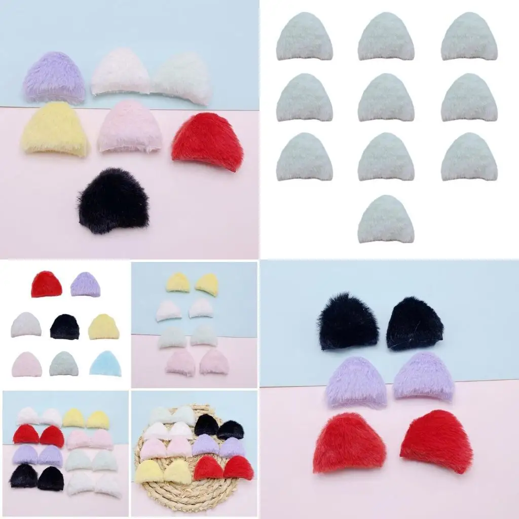 

R1WE 10 шт., пушистые уши для девочек, кошки, сделай сам, мягкие аппликации, плюшевые для заколки, головные уборы